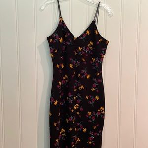Black and floral midi dress size medium